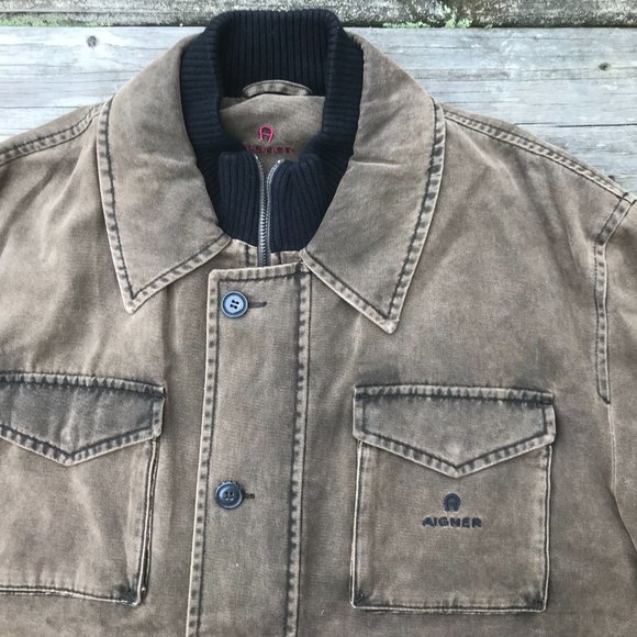 Aigner Men Jacket Brown Style in Italy Front Zippe - Picture 2 of 13